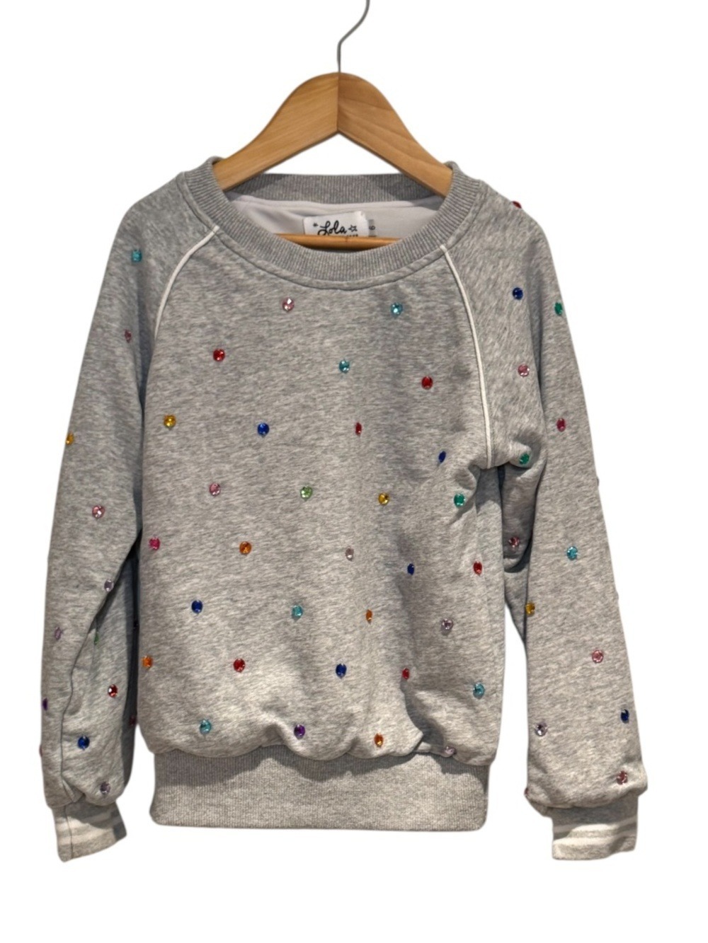 LOLA + THE BOYS grey gem embellished crewneck sweatshirt - size 6